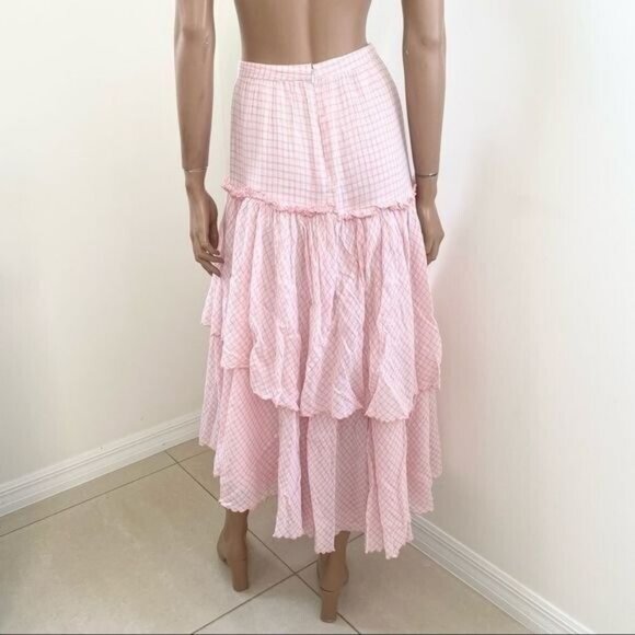 LoveShackFancy Pink Andrea Maxi Skirt English Rose - Picture 2 of 4